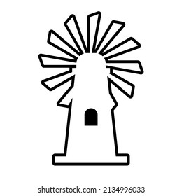 Windmill outline icon design template vector isolated