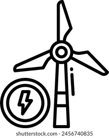 Windmill outline icon vector illustration