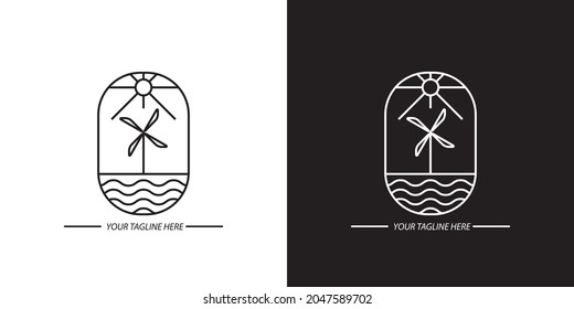 windmill outline logo on the sea  vector eps 10