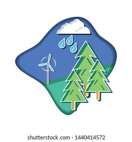 windmill with pine tree plant and landscape