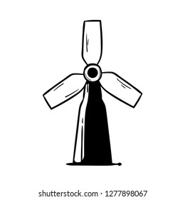 Windmill power doodle icon vector drawing