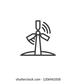 Windmill power generation outline icon. linear style sign for mobile concept and web design. Wind turbine simple line vector icon. Eco energy symbol, logo illustration. Vector graphics