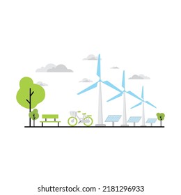 windmill powered electric green environment animation