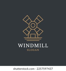 Logo-Badge für Windmühle Premium-Vektorgrafik. Logo für beste Design-Vorlage.