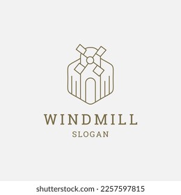 Insignia del logotipo de vectores Premium de molino de viento. Logotipo de la mejor plantilla de diseño.