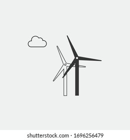 Windstoß von Windrädern mit erneuerbarer Vektorillustration