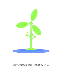 windmill resembles plant shape. environmental theme. world environment day. green energy. renewable energy. go green. vector illustration