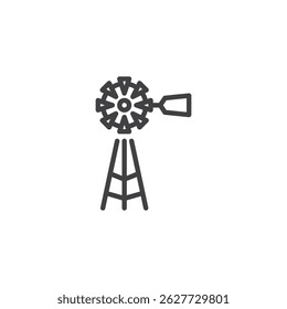 Windmill or rotary blade line icon. linear style sign for mobile concept and web design. Windmill outline vector icon. Weather Vane symbol, logo illustration. Vector graphics