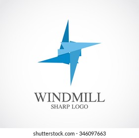 Windmill sharp star abstract vector and logo design or template technology business icon of company identity symbol concept