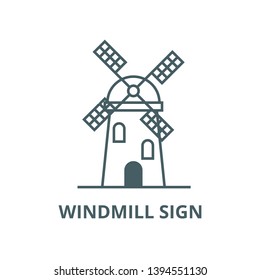 Windmill sign vector line icon, linear concept, outline sign, symbol