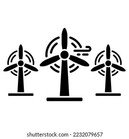 Windmill Silhouette Icon. Eco Renewable Energy Pictogram. Wind Mill Farm Power Icon. Ecology Technology of Generation Energy. Propeller and Turbine Electric Industry. Isolated Vector Illustration.