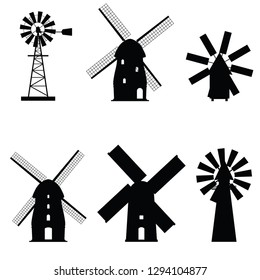 windmill silhouette icon old and retro object