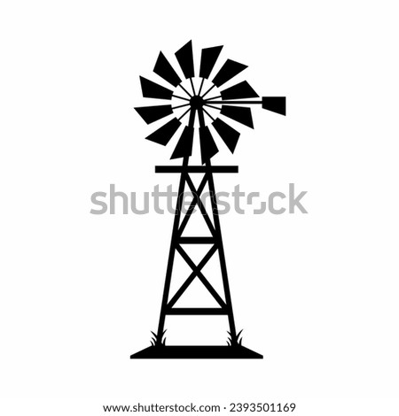 Windmill silhouette icon vector. Rural building silhouette can be used as icon, symbol or sign. Windmill icon vector for design of farm, village or countryside