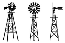 Windmill Silhouette Illustration Vector On White Background