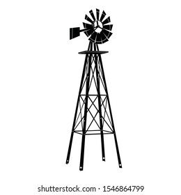 Windmill silhouette ilustration vector on white background