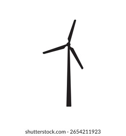 Windmill silhouette vector flat illustration design On White Background
