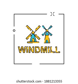 Windmill simple flat outline illustration. Easy to edit with vector file. Can use for your icon, illustration and simple logo. Especially about technology.