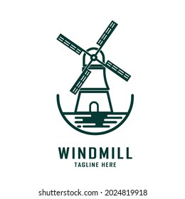windmill simple logo design template line style design