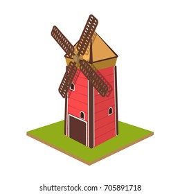 Windmill, single icon in cartoon style.Windmill vector symbol stock illustration web.
