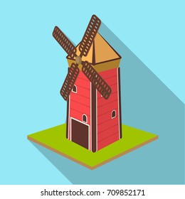 Windmill, single icon in flat style.Windmill vector symbol stock illustration web.