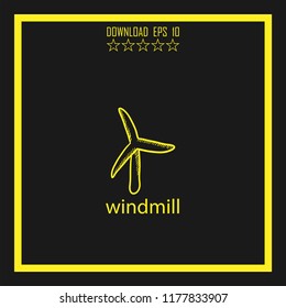 windmill sketch vector icon