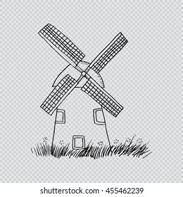Windmill. Sketchy style.
