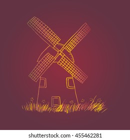 Windmill. Sketchy style.

