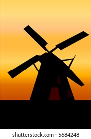 windmill at sundown