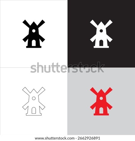 The windmill symbol represents clean energy. It shows sustainable power generation clearly. This icon is perfect for eco-friendly projects. Use it to highlight green technology themes.