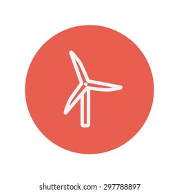 Windmill thin line icon for web and mobile minimalistic flat design. Vector white icon inside the red circle.