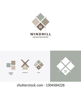 Windmill Tile Granite And Marble Countertop Logo Vector Icon