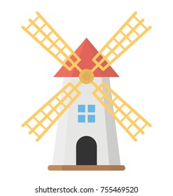 
Windmill Tower Flat Icon
