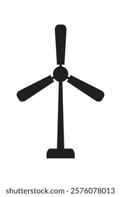 Windmill turbine icon on white background.  Wind turbine silhouette vector icon. Wind generator glyph icon in black color. vector illustration isolated .
