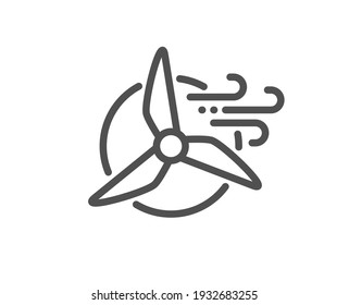 Windmill turbine line icon. Wind power energy sign. Alternative supply symbol. Quality design element. Linear style windmill turbine icon. Editable stroke. Vector