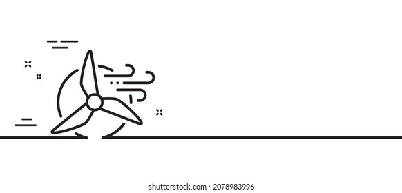 Windmill turbine line icon. Wind power energy sign. Alternative supply symbol. Minimal line illustration background. Windmill turbine line icon pattern banner. White web template concept. Vector