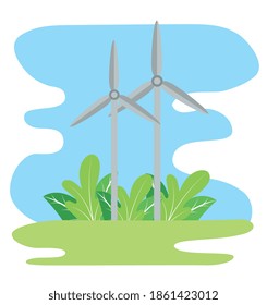 windmill turbines energy alternative icon vector illustration design
