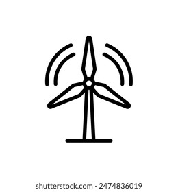 Windmill turbines outline icon. Green energy industrial concept, clean production of electricity. Editable stroke. Isolated vector illustration