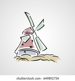windmill vector cartoon clipart