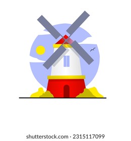 windmill vector in flat design style
