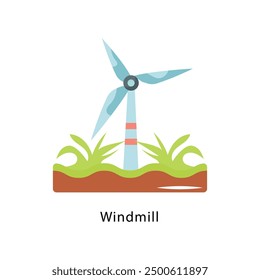 Windmill Vector Flat Icon Design illustration Symbol on White background EPS 10 File 