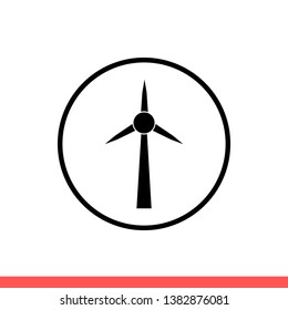 Windmill vector icon, ecology symbol. Simple, flat design for web or mobile app