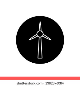 Windmill vector icon, ecology symbol. Simple, flat design for web or mobile app