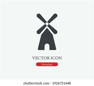 Icono vectorial del molino de viento.  Trazo editable. Signo de estilo lineal para uso en diseño web y aplicaciones móviles, logotipo. Ilustración de símbolo. Gráficos vectoriales de píxeles - Vector