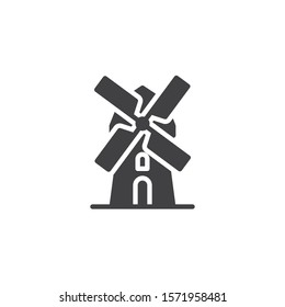 Windmill vector icon. filled flat sign for mobile concept and web design. Mill glyph icon. Symbol, logo illustration. Vector graphics