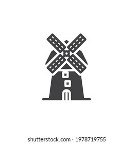 Windmill vector icon. filled flat sign for mobile concept and web design. Farm mill glyph icon. Symbol, logo illustration. Vector graphics
