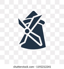 Windmill vector icon isolated on transparent background, Windmill transparency concept can be used web and mobile
