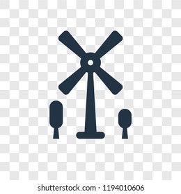 Windmill vector icon isolated on transparent background, Windmill transparency logo concept