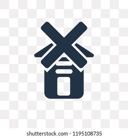 Windmill vector icon isolated on transparent background, Windmill transparency concept can be used web and mobile