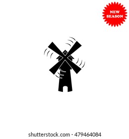 Windmill vector icon isolated on white background.