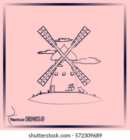 Windmill vector icon. Mill.